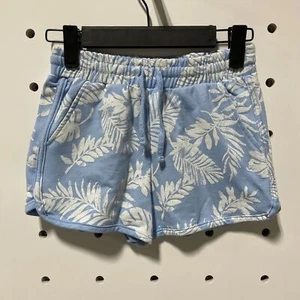 R + R Girls Palm Tree Drawstring Shorts Blue Size M - Picture 1 of 3