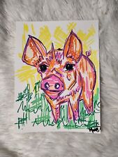 Maria Scalf Pig Piggy Farm Farming Homestead Barn Animal Signed 9x12 Modern Art 