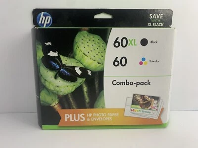 Cartucho de Tinta HP 60 XL Preto e 60 Tri Color Ciano Magenta Amarelo Genuíno Expirado 2016 - Imagem 1 de 4