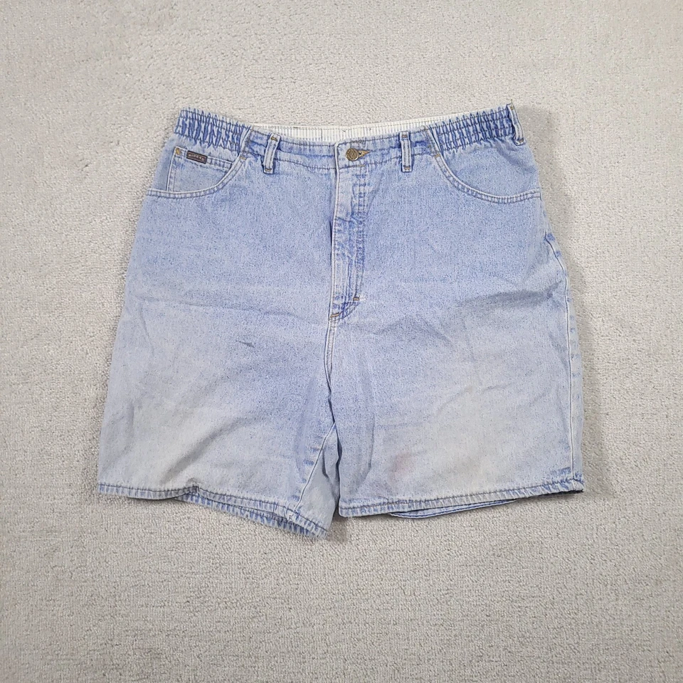 VTG Lee Rider Jean Shorts Womens 20W Medium High Rise Light Blue Faded Stained - Image 1 of 4