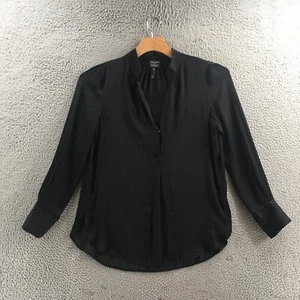 Blusa túnica David Lerner para mujer mediana negra manga larga pulóver cuello en V informal - Imagen 1 de 13
