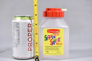 Rubbermaid Sippin servin Saver Beverage Bottle 16 Oz Red Lid Top 1pt pint - Picture 1 of 5