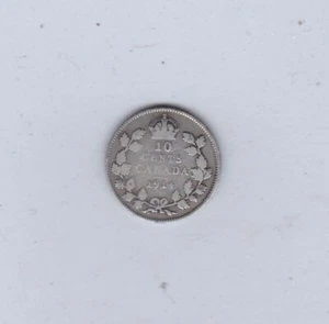 1914 CANADA KING GEORGE V DIME 10 CENTESIMI MONETA ARGENTO STERLING MOLTO BELLA - Foto 1 di 2