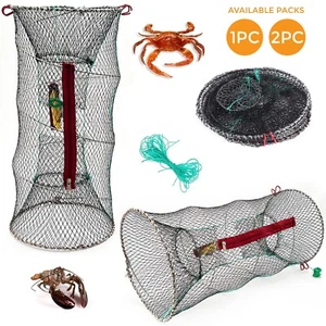 1/2PC GIANT LOBSTER CRAB CRAYFISH BAIT FISH LIVE TRAP CAGE POT 60 x 30cm - Picture 1 of 16