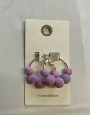 Urban Outfitters Purple Velvet Ball Hoop Earrings Brand New With Tag Free UK P&P