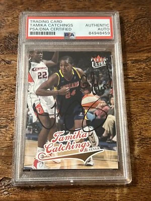 Tamika Catchings IP Signed Fleer Card Psa Dna Coa Slab Autographed Fever WNBA - Image 1 of 3