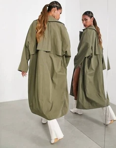 ASOS Edition Extreme Oversized Trench Coat In Khaki US 12/UK 16 Women's NWT - Picture 1 of 8