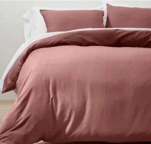 Casaluna Cashmere Blend Duvet Cover & Sham Set ~ Full/Queen Modern Rose - Picture 1 of 5