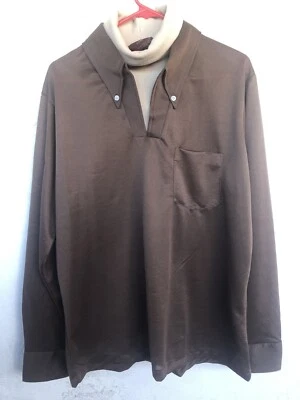 Camisa De Colección Kingsport Para Hombres XL Cuello Alto Marrón Discoteca Años 70 Foto 1 de 4