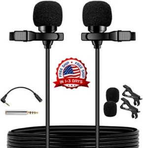 2 Stück Kabelloses Klappenmikrofon für PC Handy iPhone Kamera Lavalier NEU - Bild 1 von 8