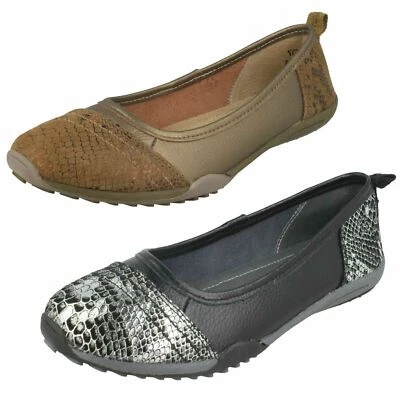 Ladies Bronze / Black Leather Down To Earth Slip On Shoes : F8R0421