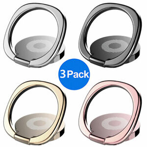 3x Finger Ring Cell Phone Holder Stand Metal Plate Rotating Magnetic Grip 360°