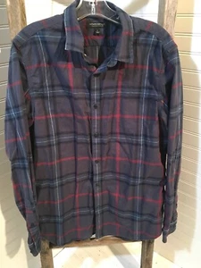 Banana Republic Herren Freizeithemd Größe Large dunkelgrau mit rot schwarzen Streifen 303 - Bild 1 von 12