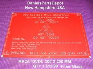 IMPRESORA 3D MK2A RECTANGULAR PCB FIBRA DE VIDRIO CAMA CALIENTE CAMA CALIENTE MK2A ROJA 12V 300x200MM EE. UU. - Imagen 1 de 10