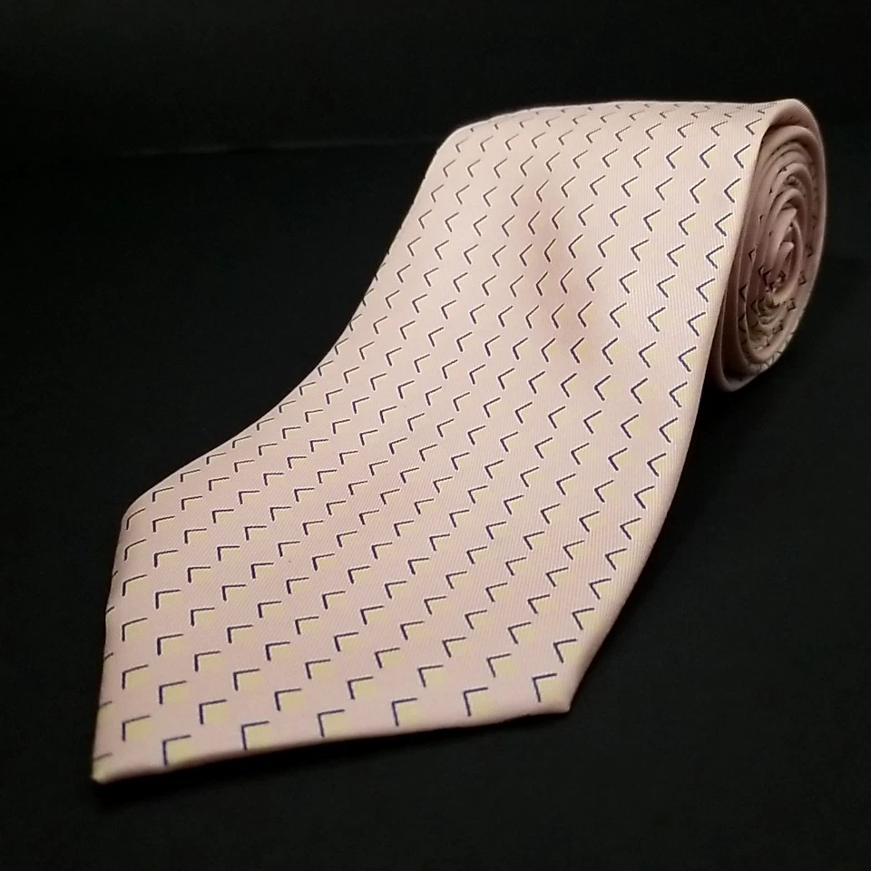 Corbata de seda estampada geométrica rosa con corbata de lujo Turnbull & Asser de colección 55" x 3,5" Foto 1 de 4