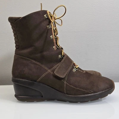 Timberland Botas Tacón Cuña Mujer 8M Marrón Chocolate Cuero Nubuck Retro Y2K Foto 1 de 4