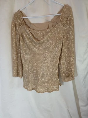 Damas Hecho a Mano Top Elegante Lentejuelas Champagne Brillante Ritz Disfraz Etéreo DMGE Foto 1 de 4