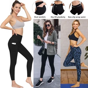 New Ladies Women Fitness Sports Leggings Ladies Gym High Waist Yoga Pant Stretch - Picture 1 of 20