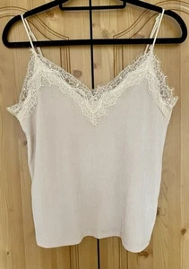 H&M Cream Lace Trimmed Strappy Cami Top size S (8) NEW - Picture 1 of 4