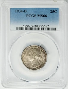 Cuarto de cuarto Washington 1934-D 25c MS66 PCGS 950690-20 - Imagen 1 de 3