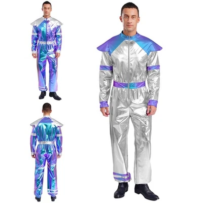 Macacão masculino alienígena bodysuit discoteca cosplay fantasia brilhante mangas compridas roupas - Imagem 1 de 3