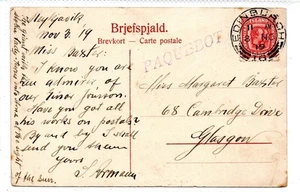 ICELAND USED IN EDINBURGH: 1919 postcard with PAQUEBOT mark (C92774) - Picture 1 of 1