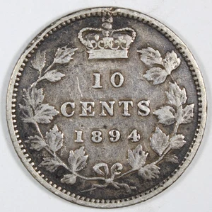 1894 10 Cent Canada Wide Date VF++ Details 500,000 Mintage KM-3 Free Shipping - Picture 1 of 6