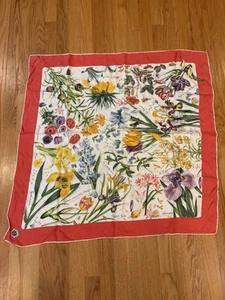Mantero Collection Multicolor Flowers Floral Square Silk Scarf 34 Inch Italy - Picture 1 of 6