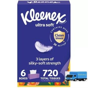 Kleenex Ultra Soft 3-Ply Facial Tissue - Rectangle - Size 6 - Count Per Box 120 - Picture 1 of 4
