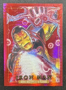 2024 UD Marvel Masterpieces '92 Platinum Iron Man Red Prism # 462/492 - Picture 1 of 2