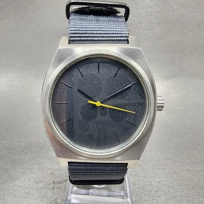 Nixon Time Teller Watch Men 37mm Black Dial Silver Tone Round New Battery - Image 1 of 4