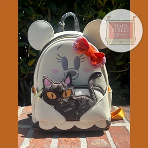 2025 Loungefly Disney Parks Halloween Minnie Mouse Ghost Cat Backpack Bag - NEW - Picture 1 of 2