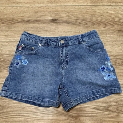 Bongo Denim Shorts Size 16 Blue Jean Button Zip Pockets Stretch - Image 1 of 4