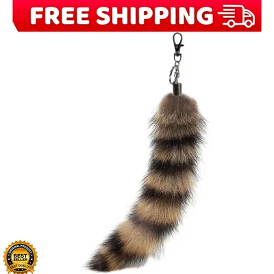 Llavero de cola de mapache Therian esponjoso - Piel de mapache suave, duradero, perfecto para compañía Foto 1 de 4