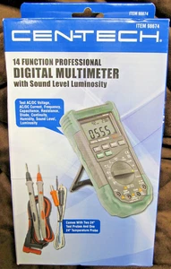 NEW CEN-TECH 98674 14FUNCTION DIGITAL MULTIMETER SOUND LEVEL LUMINOSITY FREESHIP - Picture 1 of 3