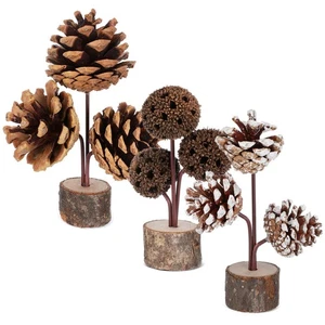3 Pcs Pine Cones: Christmas Rustic Pinecones Thanksgiving Tabletop Decorations - Picture 1 of 14