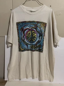Human-i-Tees T Shirt World Peace Single Stitch XL White Cream Vintage 1995 READ! - Picture 1 of 7