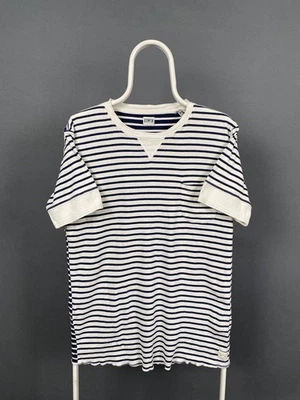 Edwin Mens T-Shirt Size M Blue & White Striped Cotton Crew Neck Short Sleeve - Image 1 of 4