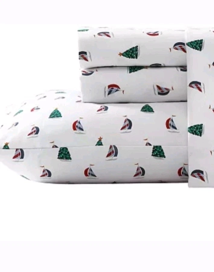 Nautica Home Christmas Flannel Sheet Set King Size New with Tags $84 Holiday - Image 1 of 4