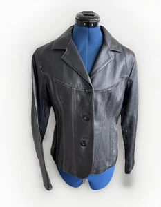 Vintage 90s Y2K Biker Moto Wilson’s Leather Button Down Thick Stitch Coat Jacket - Picture 1 of 9