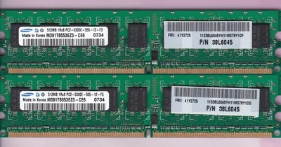 1GB 2x512MB SAMSUNG PC2-5300E DDR2-667 ECC M391T6553EZ3-CE6 38L6045 41Y2725 KIT - Image 1 of 2