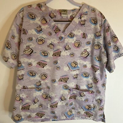 Blusa Médica UA Uniforme Médico Púrpura Claro Helado Snacks Mediano Cuello en V Foto 1 de 4