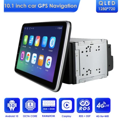 Double 2DIN Rotatable 10.1'' Android 10 Car Apple CarPlay GPS WiFi Stereo Radio - Image 1 of 4