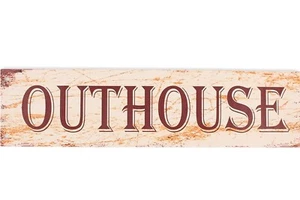 Metal Outhouse Sign 15 X 4 Inches New Distressed Look Great Bathroom Door Fun - Picture 1 of 3