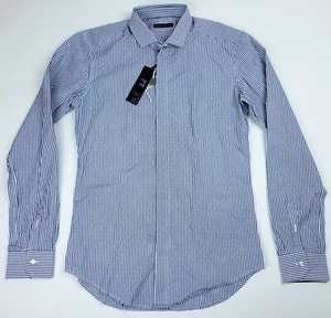 Neu mit Etikett Designer Brian Dales Button-Down-Hemd für Herren M 15 38 blau gestreift weiß L/S - Bild 1 von 7