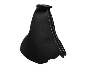 TOYOTA AURIS (2006-2012) Cuffia Leva Cambio 100% Vera Pelle - Cuciture Bianco - Picture 1 of 1