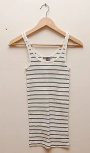 W433 NWT VINCE RIBBED WOMEN TRIPLES STRIPE TANK SIZE M $58 - Picture 1 of 3