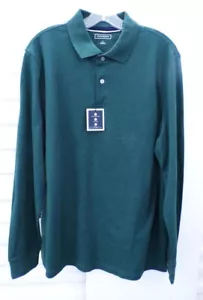 Club Room Men's Size: L Solid Stretch Long Sleeve Polo Shirt Forest Green NWT - Picture 1 of 10
