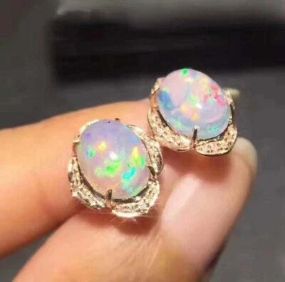 2.50 Ct Round Blue Topaz & Fire Opal Lab Created Earrings 14K Yellow Gold Plated - Image 1 of 3