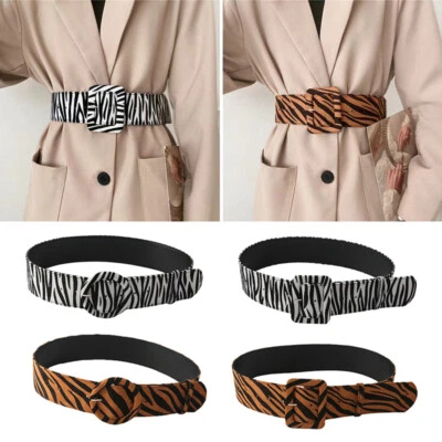 Cintura Da Donna Con Giacca A Vento Leopardata A Vita Larga Con Fibbia Tonda/ ☆ - Immagine 1 di 4